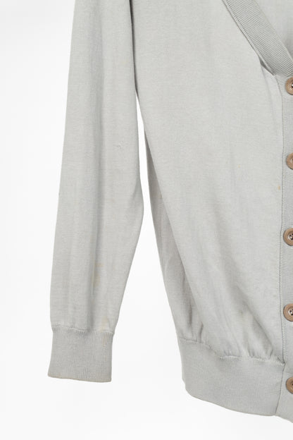 Maison Margiela R14 Grey Cotton Knit Twist-V-Neck Cardigan