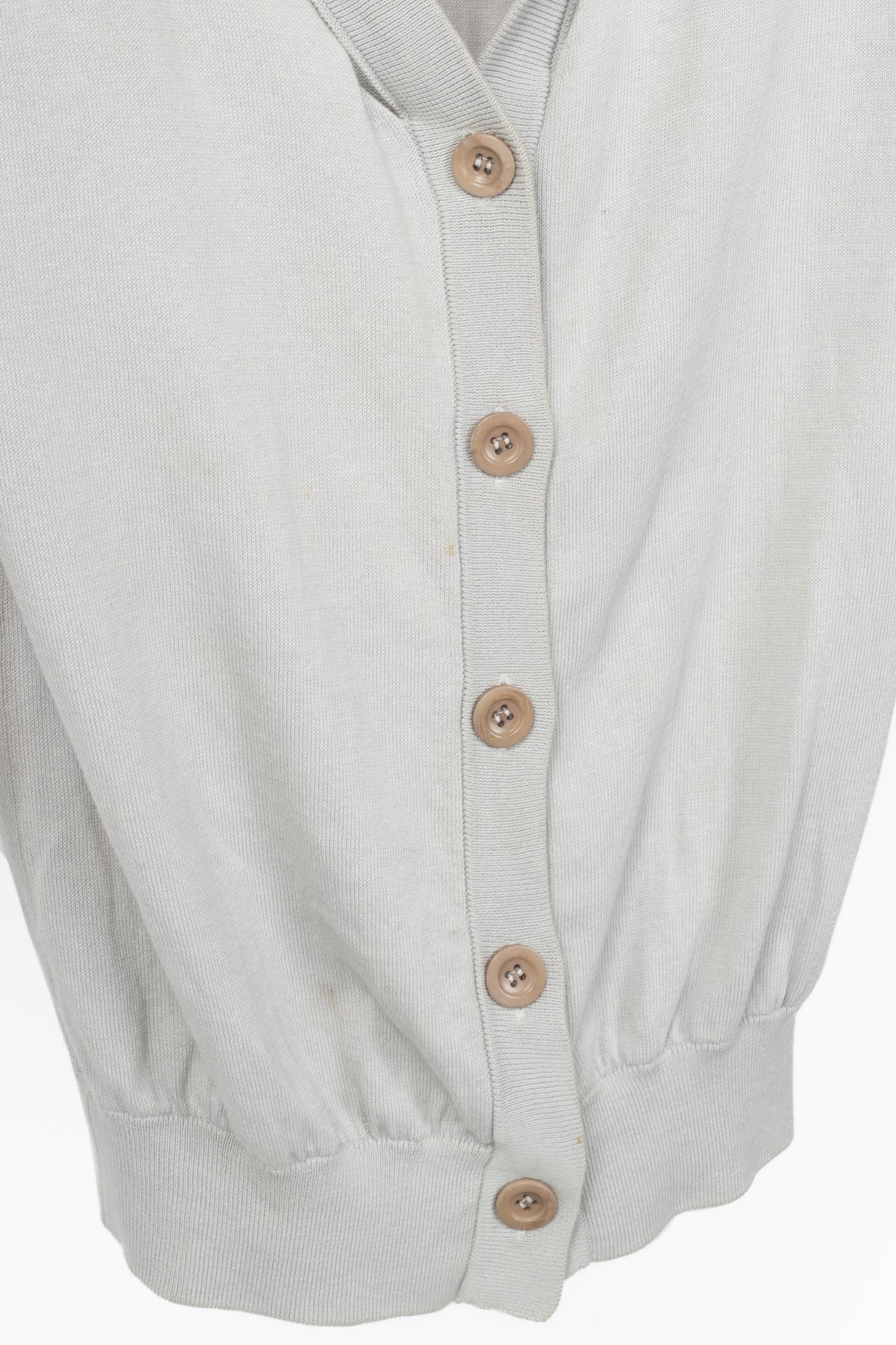 Maison Margiela R14 Grey Cotton Knit Twist-V-Neck Cardigan
