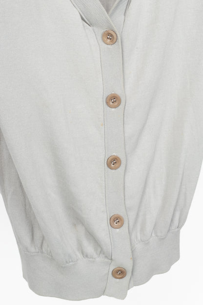 Maison Margiela R14 Grey Cotton Knit Twist-V-Neck Cardigan