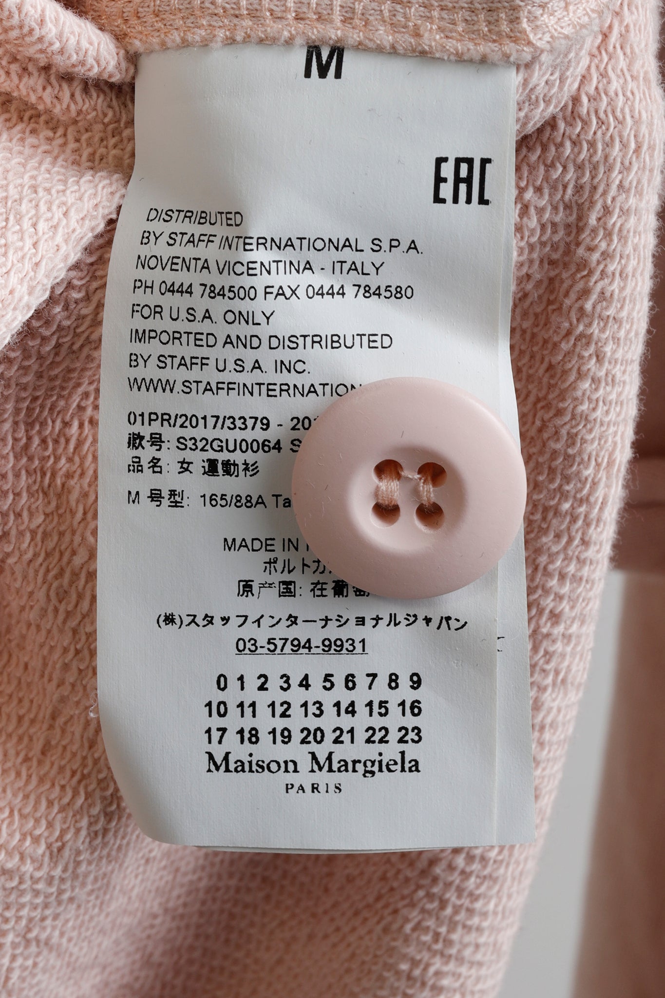 Maison Margiela MM6 Pink Convertible Buttons Sweatshirt