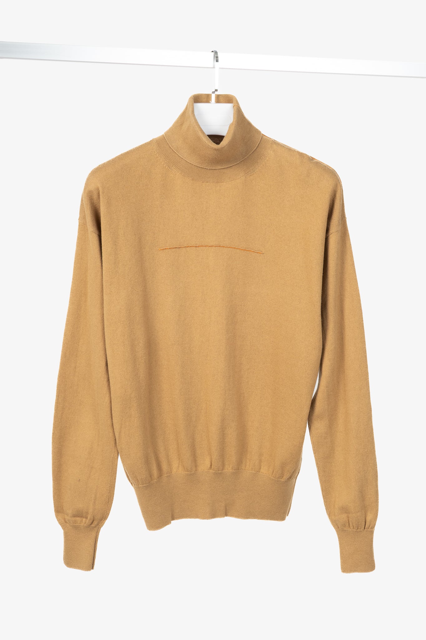 MM6 Maison Margiela Tan Cotton Piped Turtleneck