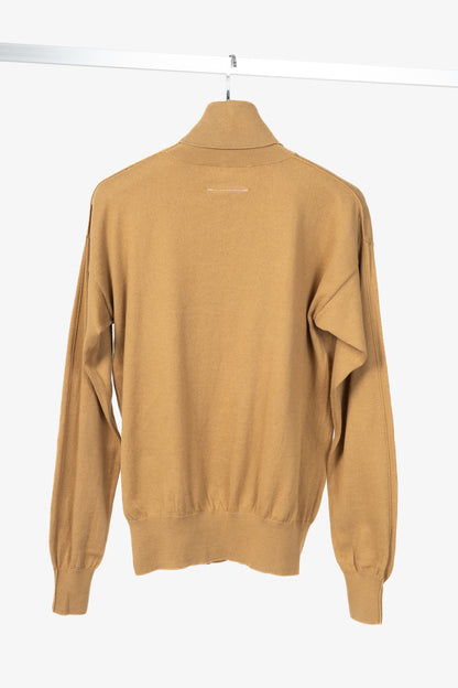 MM6 Maison Margiela Tan Cotton Piped Turtleneck