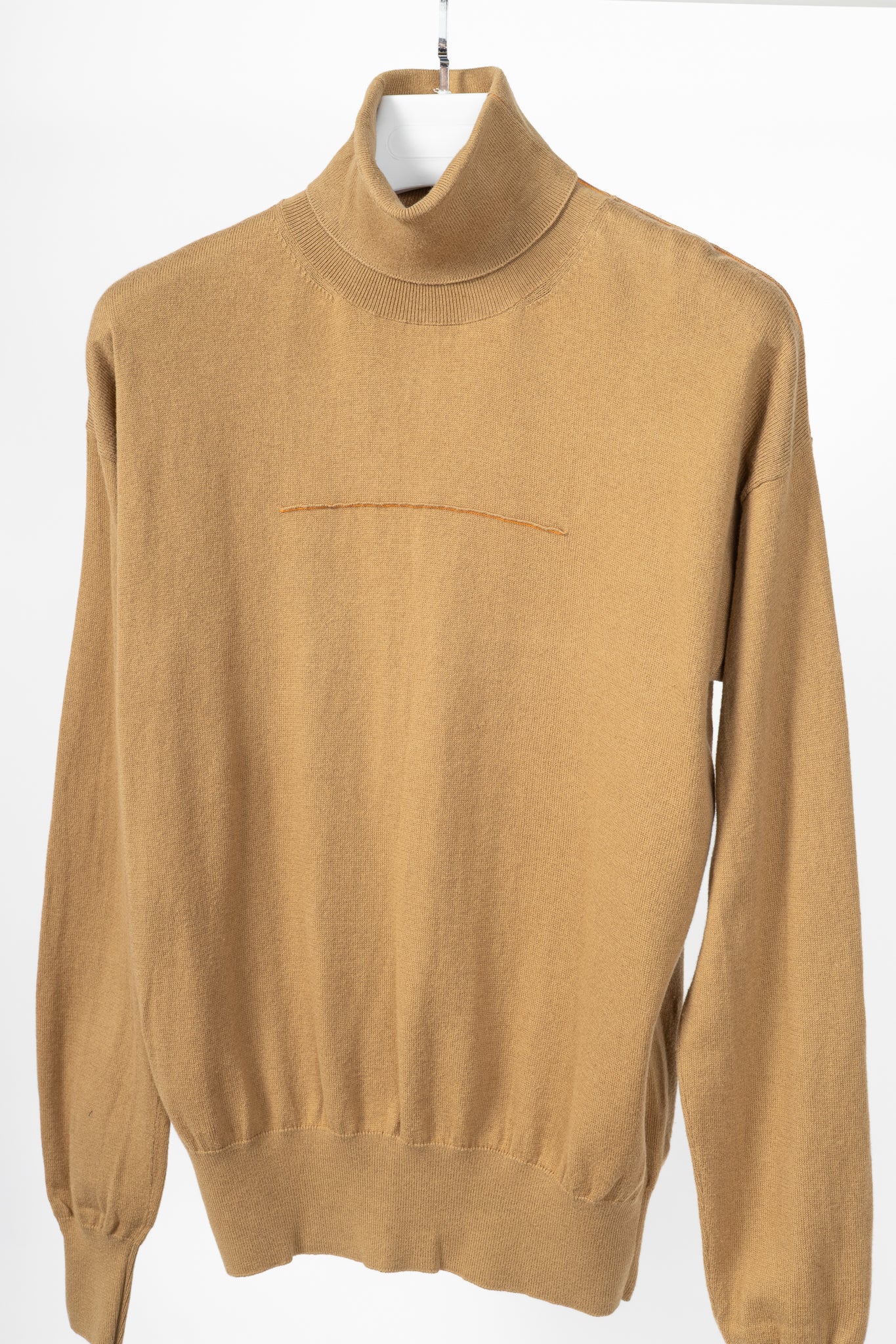 MM6 Maison Margiela Tan Cotton Piped Turtleneck