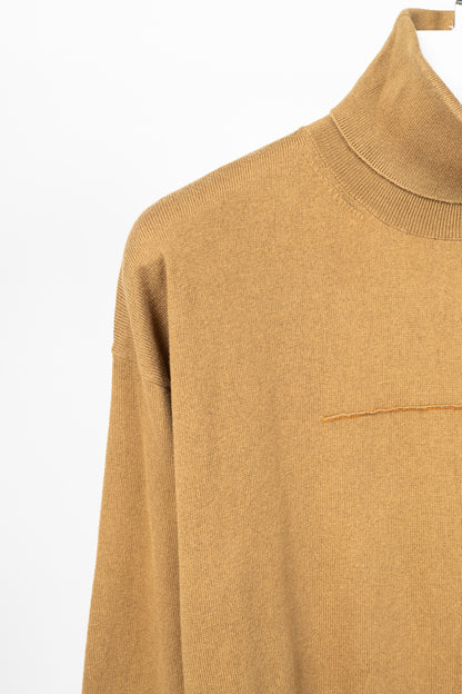 MM6 Maison Margiela Tan Cotton Piped Turtleneck