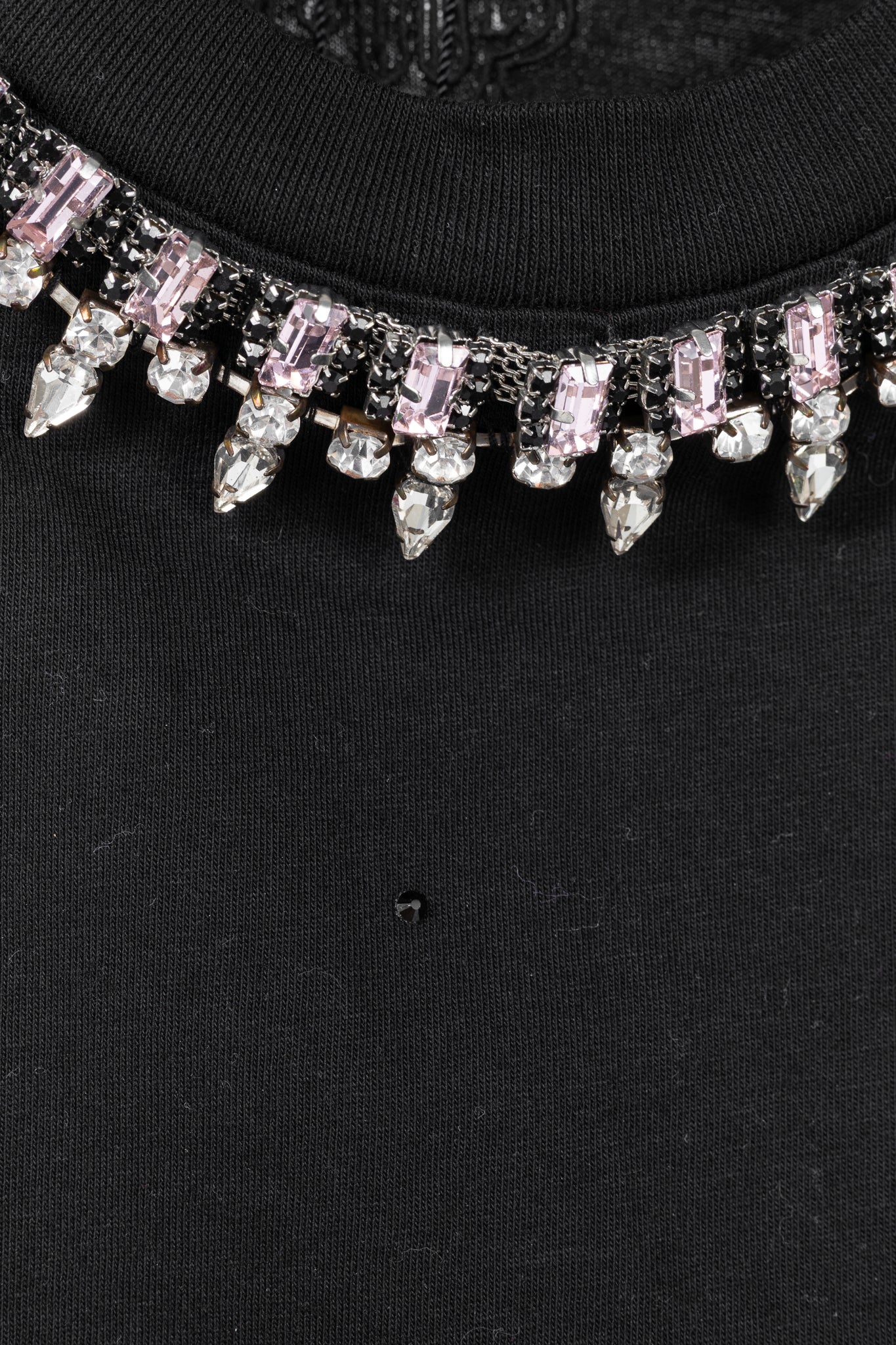 Maje Noir Jersey T-shirt with Diamanté