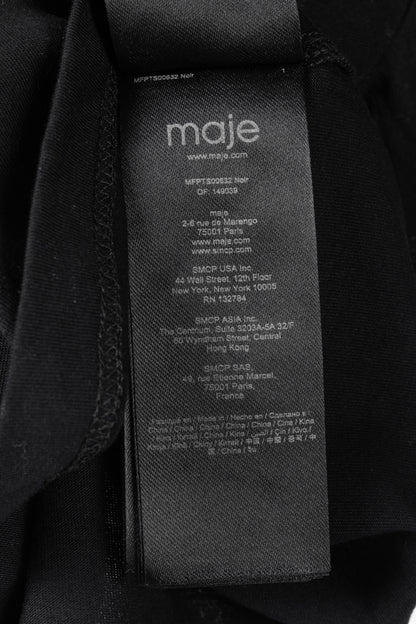 Maje Noir Jersey T-shirt with Diamanté