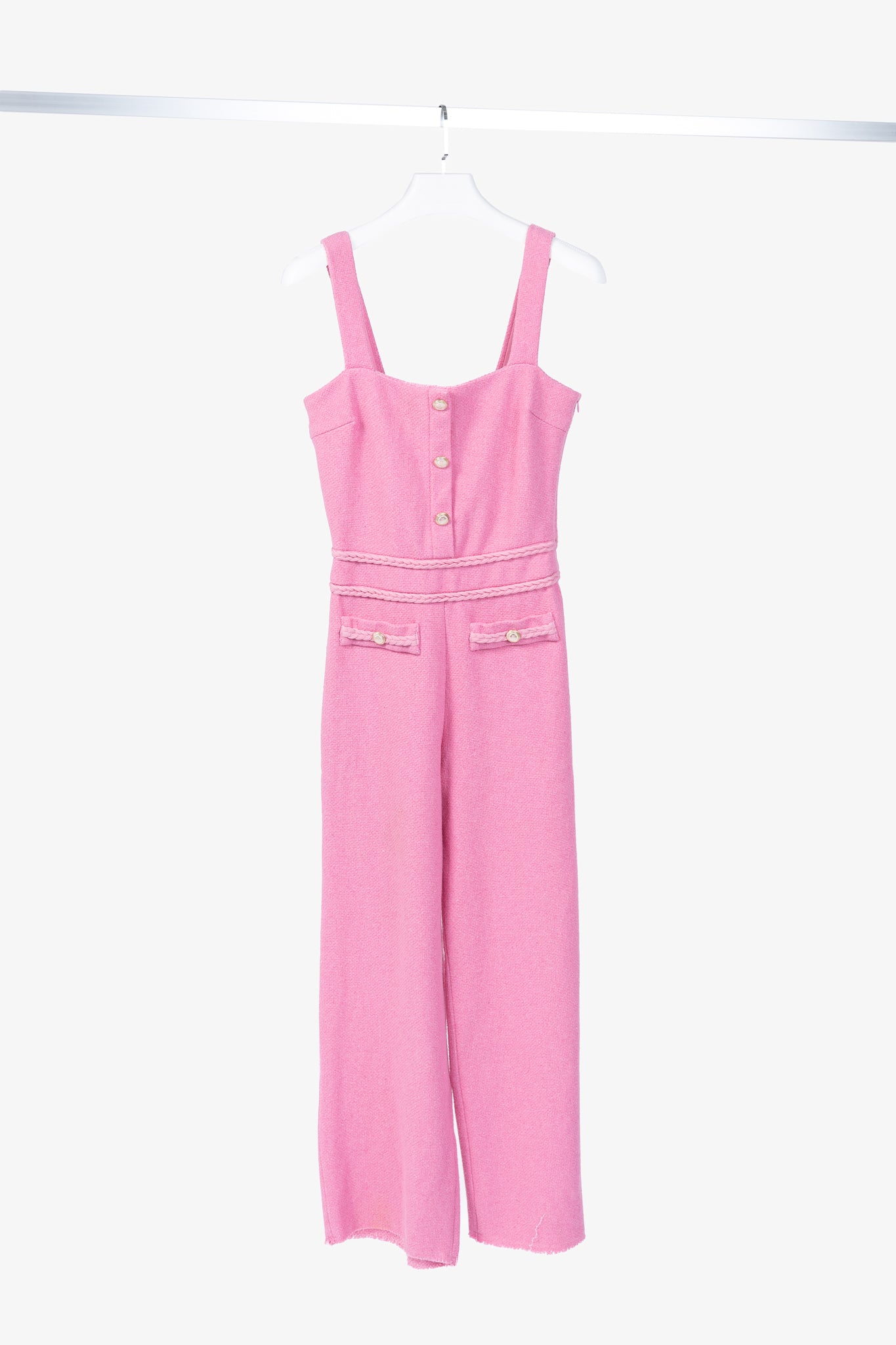Maje Rose Cotton-Tweed Braided-Trim Wide-Leg Pant Suit