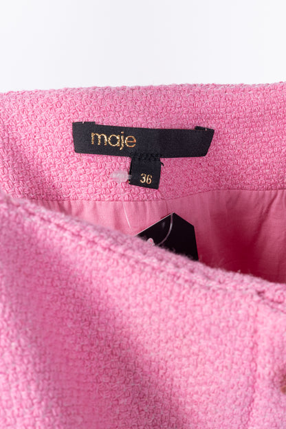 Maje Rose Cotton-Tweed Braided-Trim Wide-Leg Pant Suit