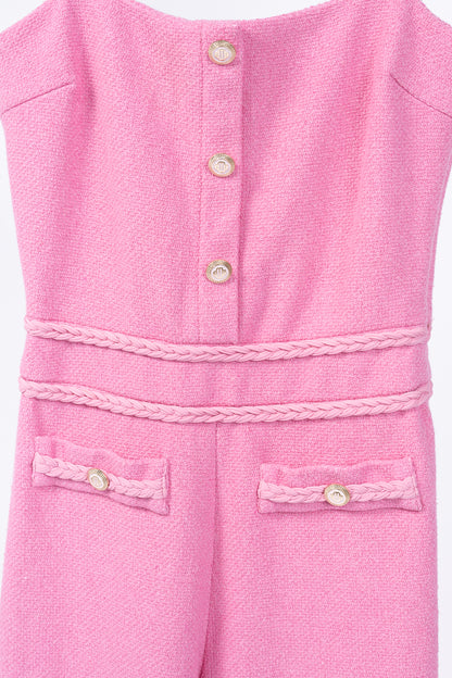 Maje Rose Cotton-Tweed Braided-Trim Wide-Leg Pant Suit