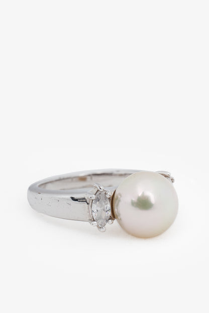 Majorica Lilit White Pearl & Zirconia Silver Ring