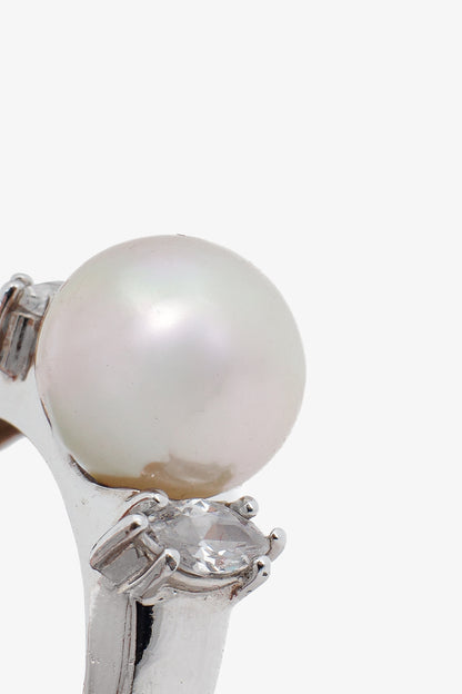Majorica Lilit White Pearl & Zirconia Silver Ring