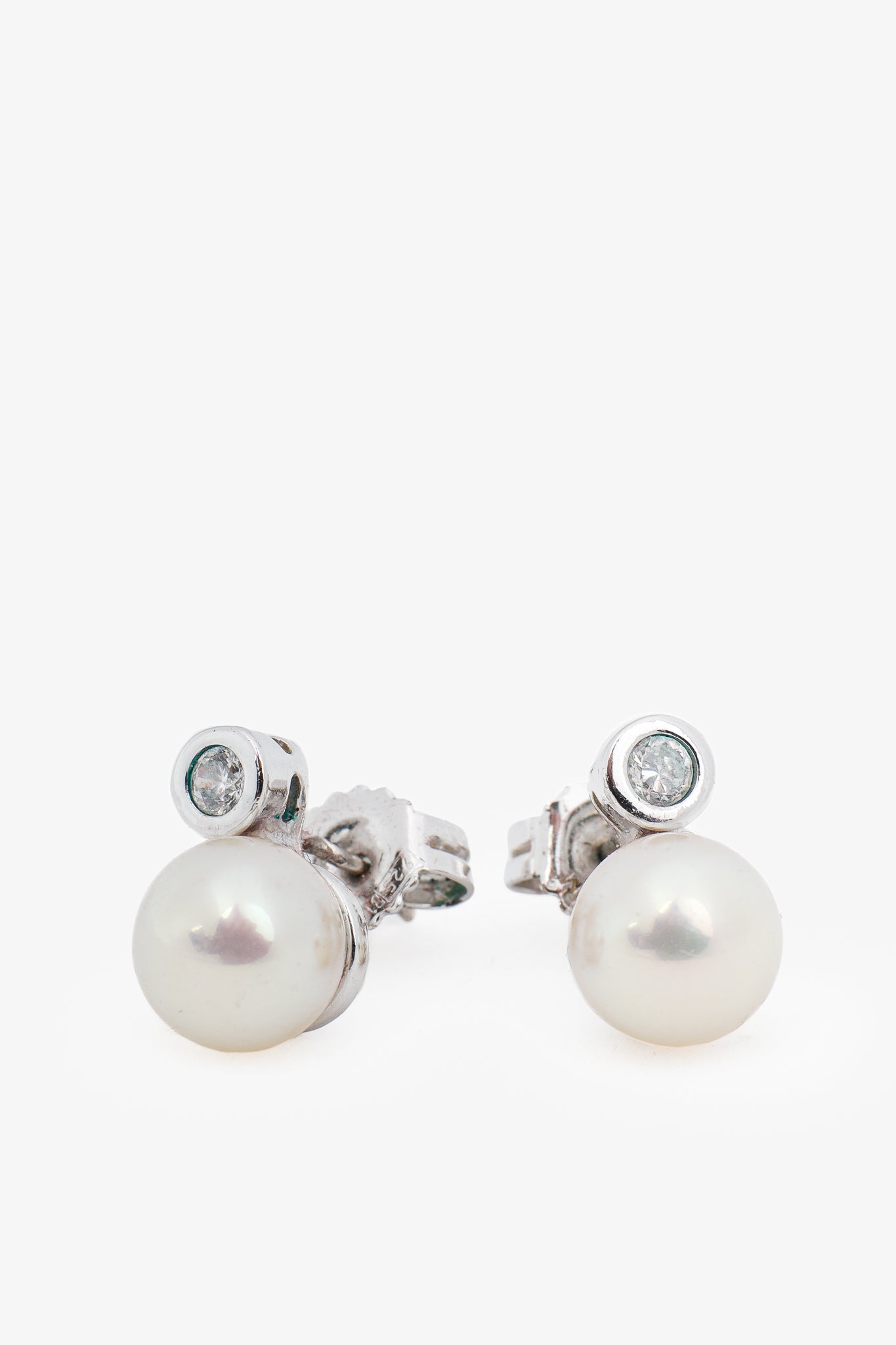 Majorica Silver Pearl & Zirconia Stud Earrings