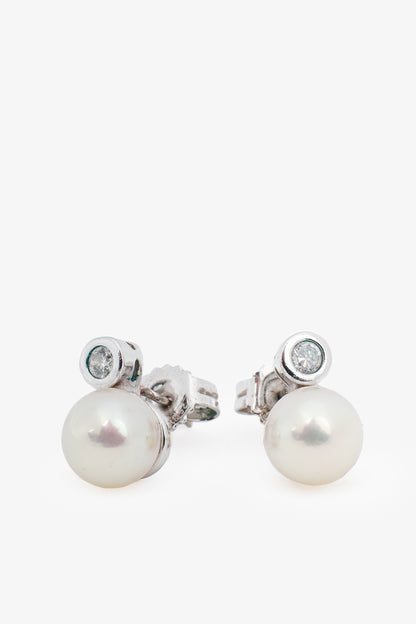 Majorica Silver Pearl & Zirconia Stud Earrings