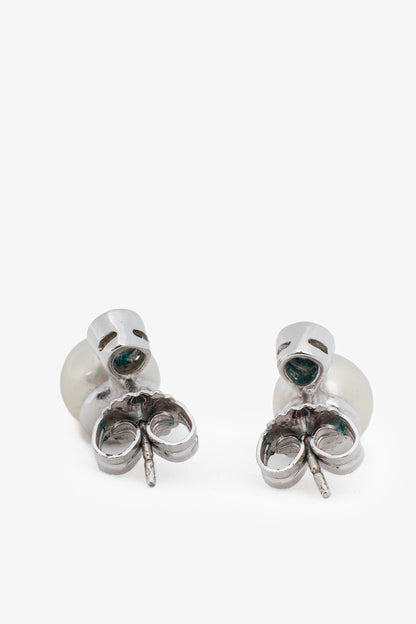 Majorica Silver Pearl & Zirconia Stud Earrings