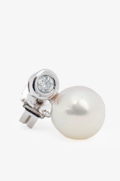 Majorica Silver Pearl & Zirconia Stud Earrings