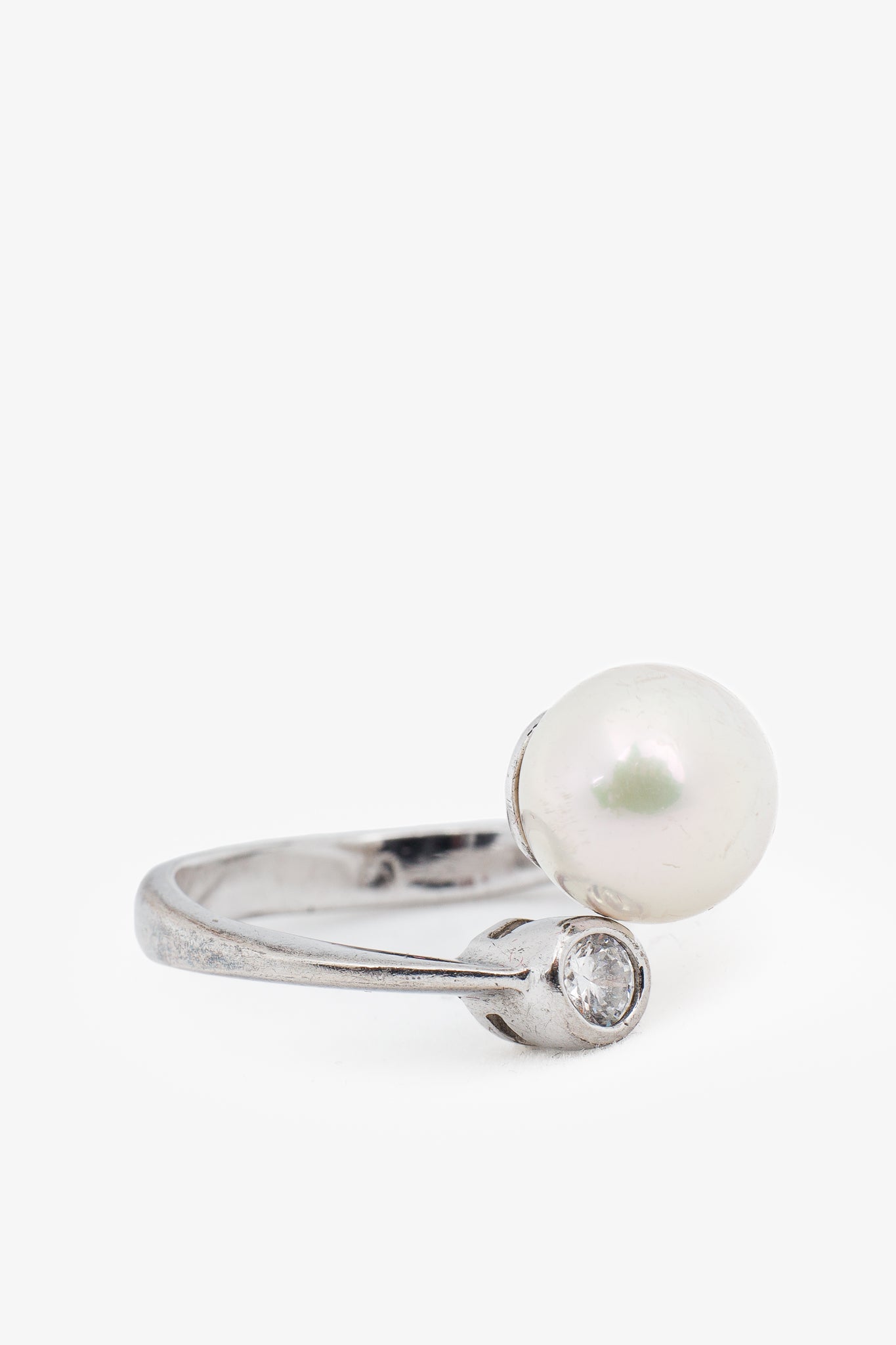 Majorica Selene Silver Pearl & Zirconia Open Ring