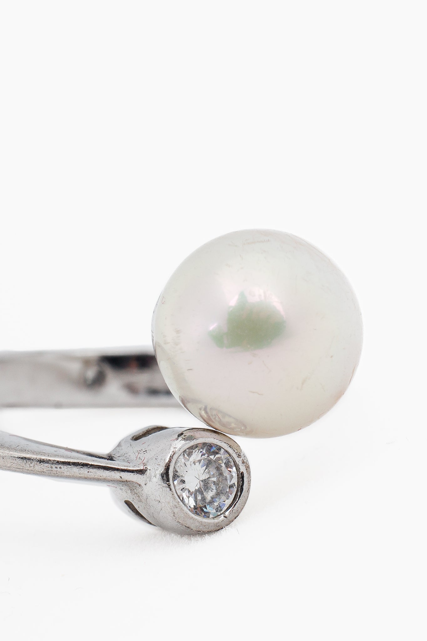 Majorica Selene Silver Pearl & Zirconia Open Ring