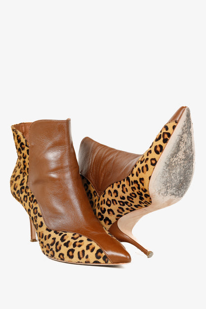 Malone Souliers Jordan Handmade Cheetah Brown Calfskin Booties
