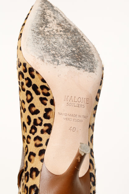Malone Souliers Jordan Handmade Cheetah Brown Calfskin Booties