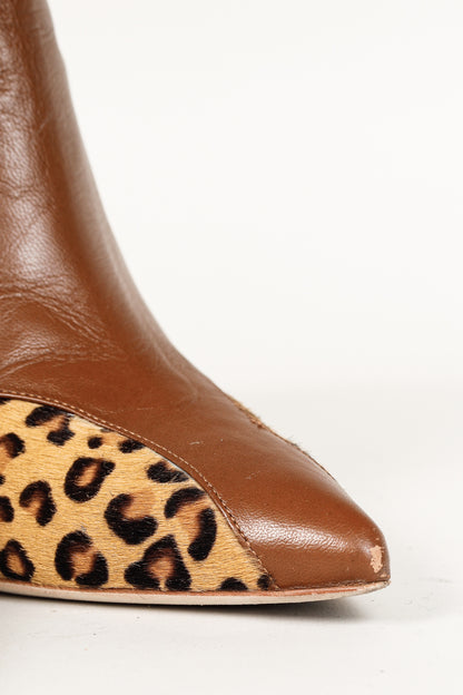 Malone Souliers Jordan Handmade Cheetah Brown Calfskin Booties