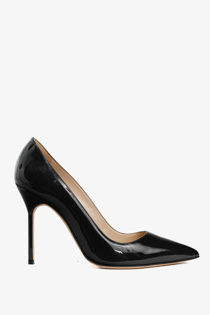 Manolo Blahnik BB Midnight-Blue Patent Leather Pointed-Toe Pumps