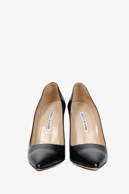 Manolo Blahnik BB Midnight-Blue Patent Leather Pointed-Toe Pumps