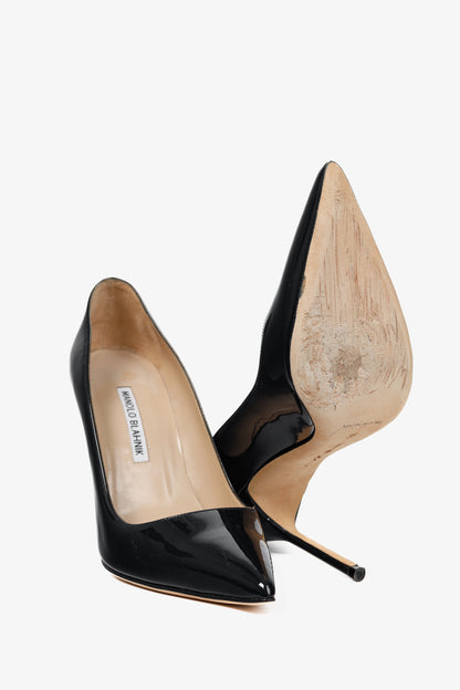 Manolo Blahnik BB Midnight-Blue Patent Leather Pointed-Toe Pumps