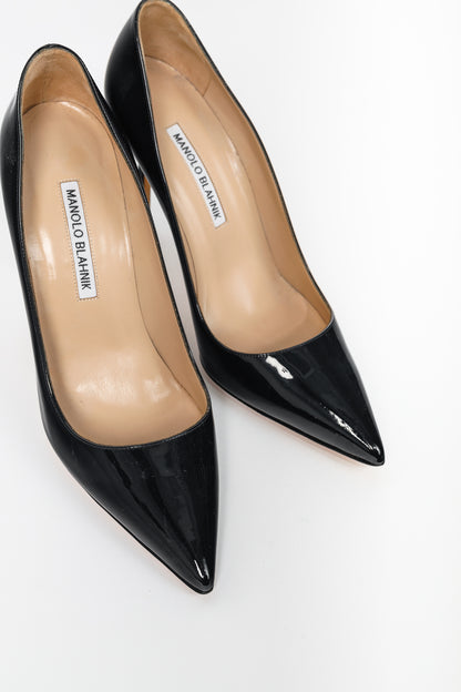 Manolo Blahnik BB Midnight-Blue Patent Leather Pointed-Toe Pumps