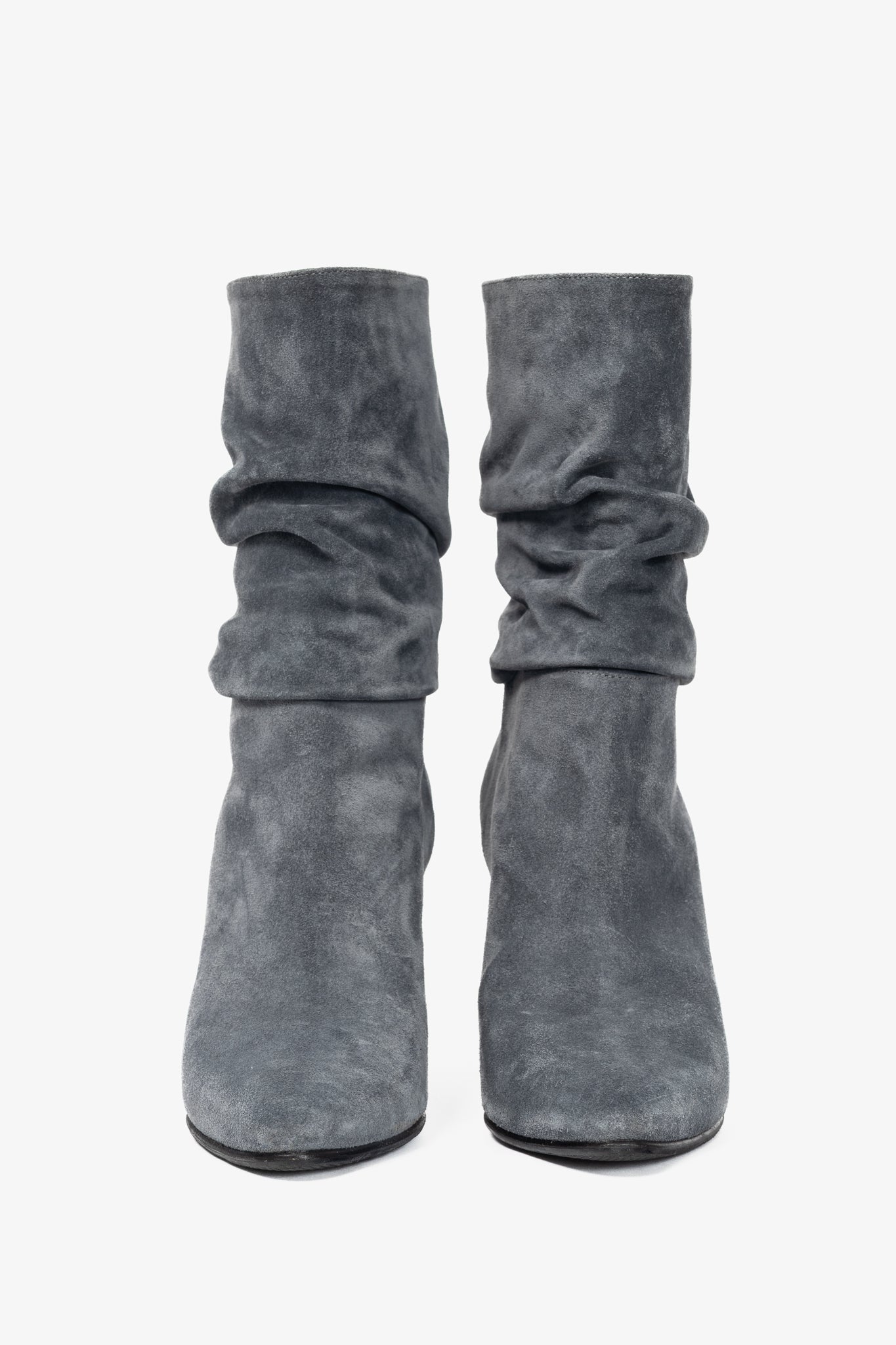 Manolo Blahnik Shushan Grey Suede Slouchy Mid-Calf Boots
