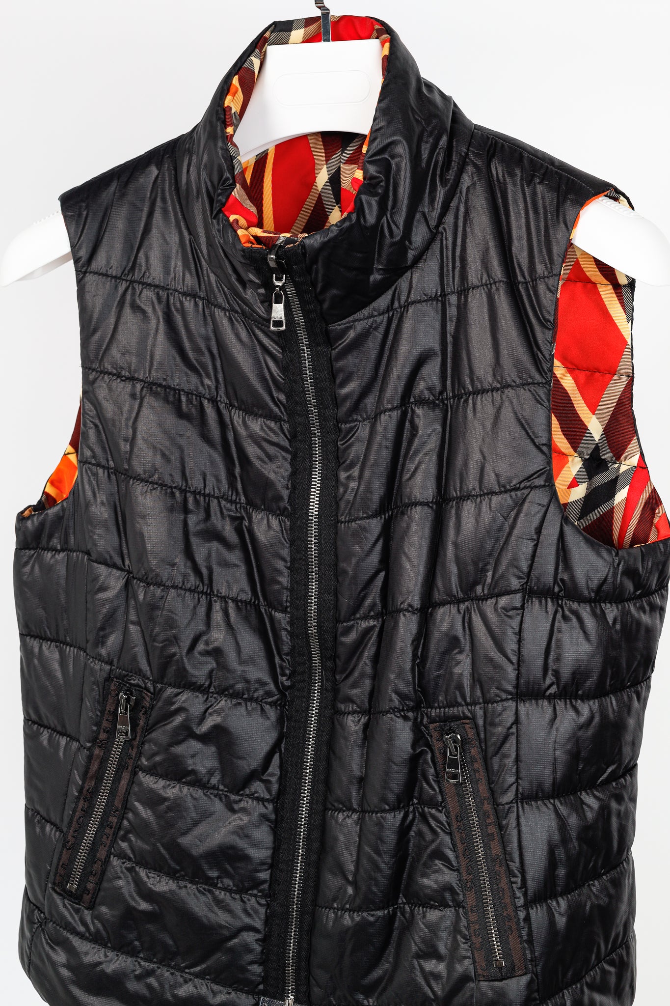 Marc Cain Sports Reversible Orange Wavy-Plaid Vest
