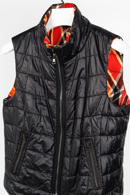 Marc Cain Sports Reversible Orange Wavy-Plaid Vest