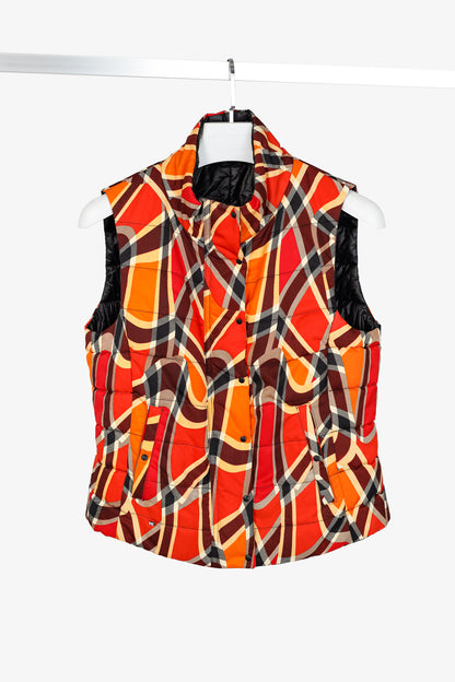 Marc Cain Sports Reversible Orange Wavy-Plaid Vest