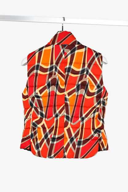 Marc Cain Sports Reversible Orange Wavy-Plaid Vest