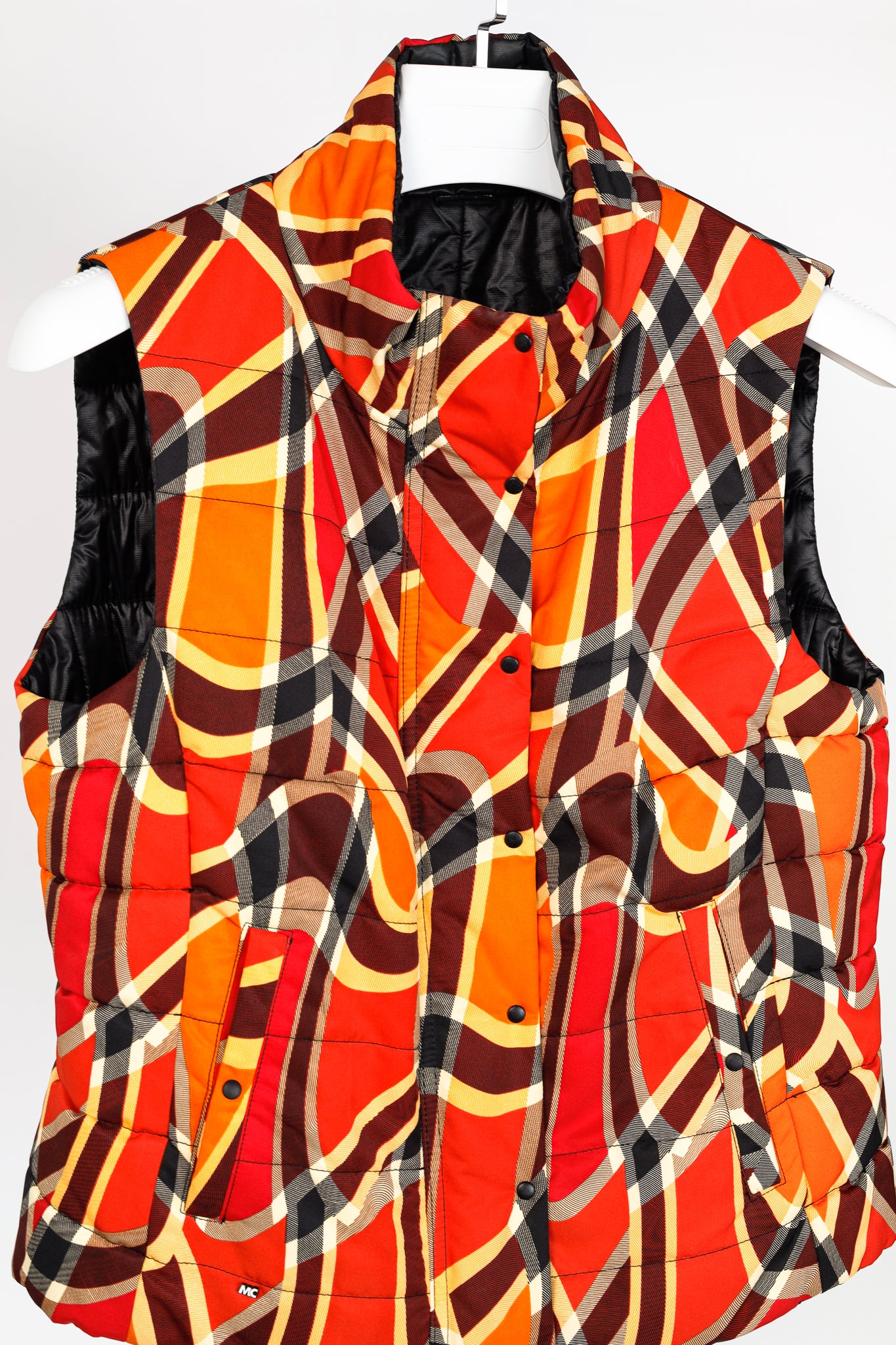 Marc Cain Sports Reversible Orange Wavy-Plaid Vest