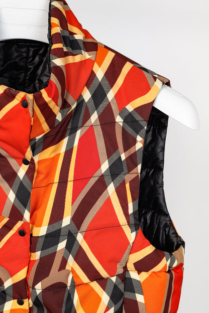 Marc Cain Sports Reversible Orange Wavy-Plaid Vest