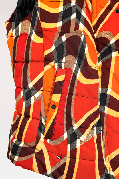 Marc Cain Sports Reversible Orange Wavy-Plaid Vest