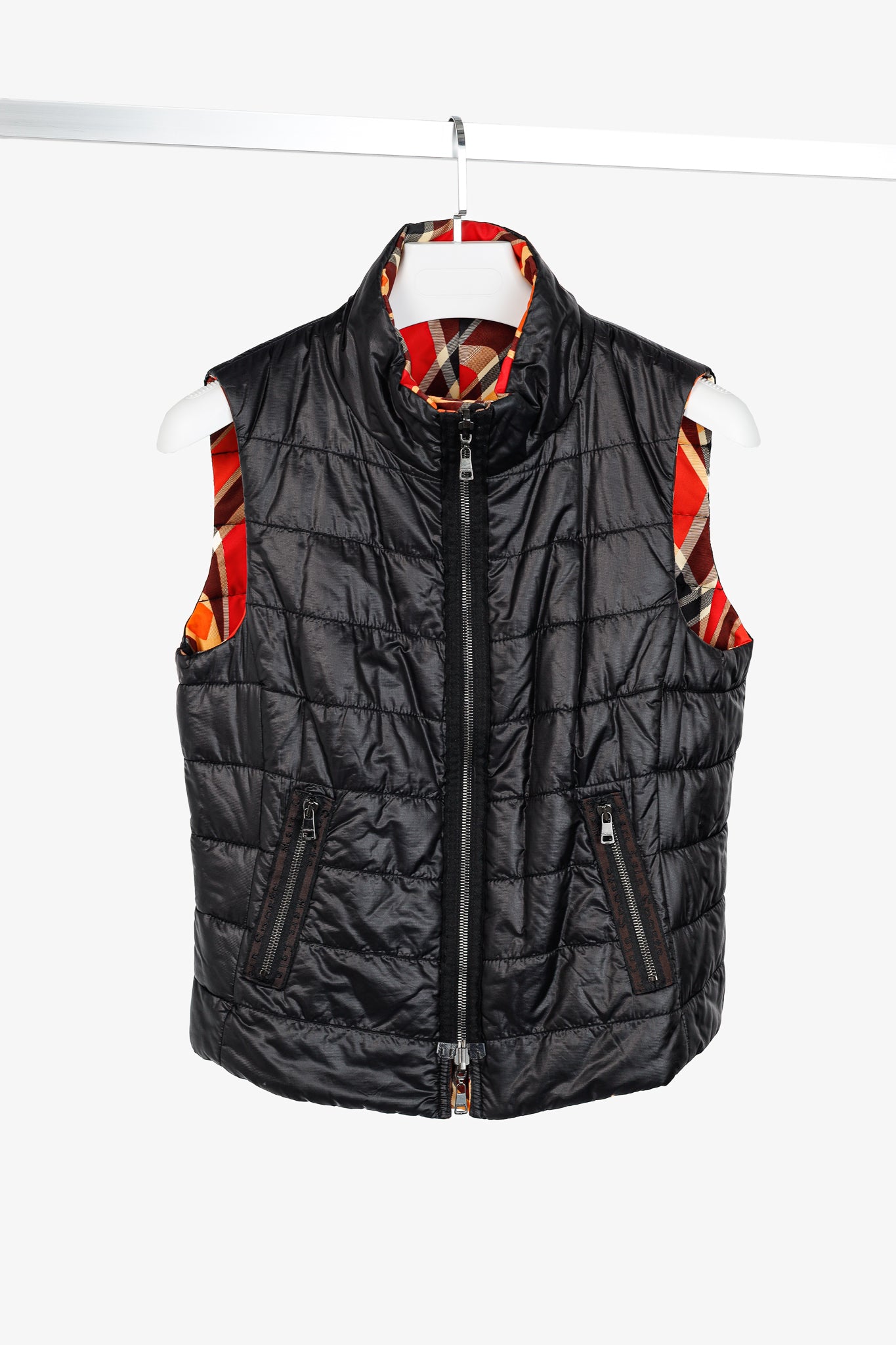 Marc Cain Sports Reversible Orange Wavy-Plaid Vest