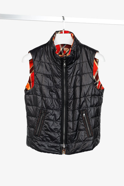 Marc Cain Sports Reversible Orange Wavy-Plaid Vest