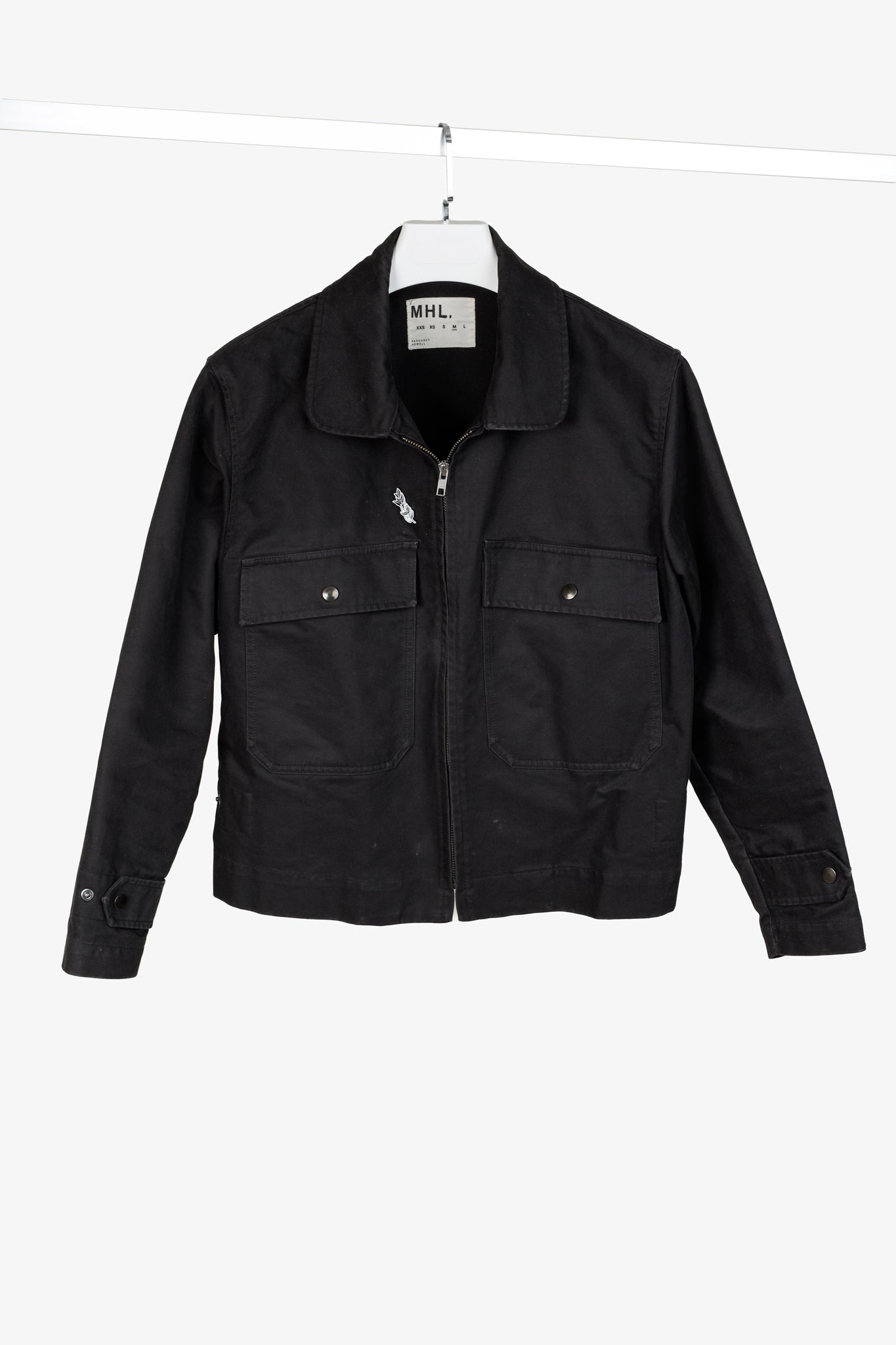 MHL by Margaret Howell Black Cotton Cropped Zip Utility Jacket