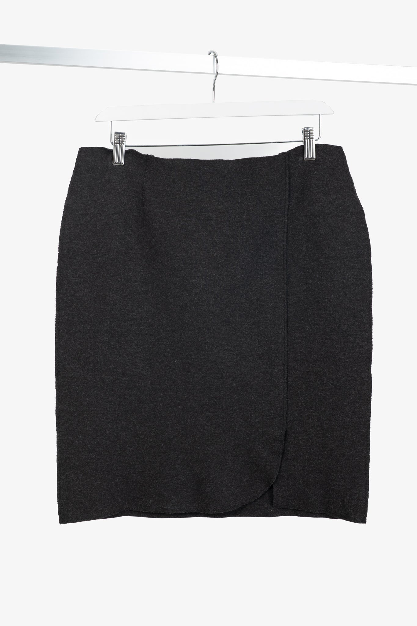 Marie Saint Pierre Charcoal Ponte Raw-Seam Pencil Skirt