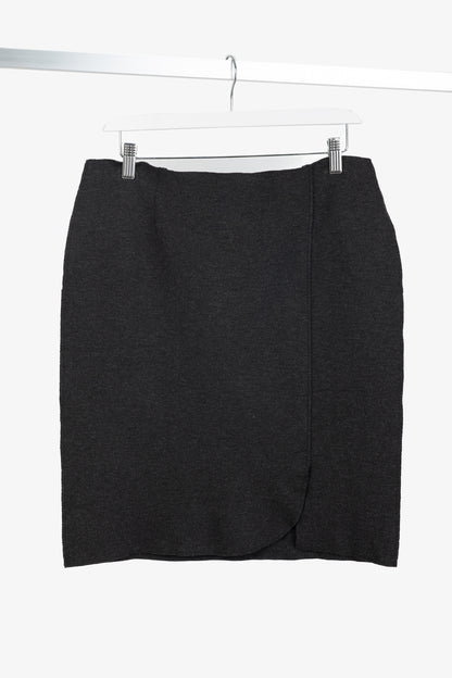 Marie Saint Pierre Charcoal Ponte Raw-Seam Pencil Skirt