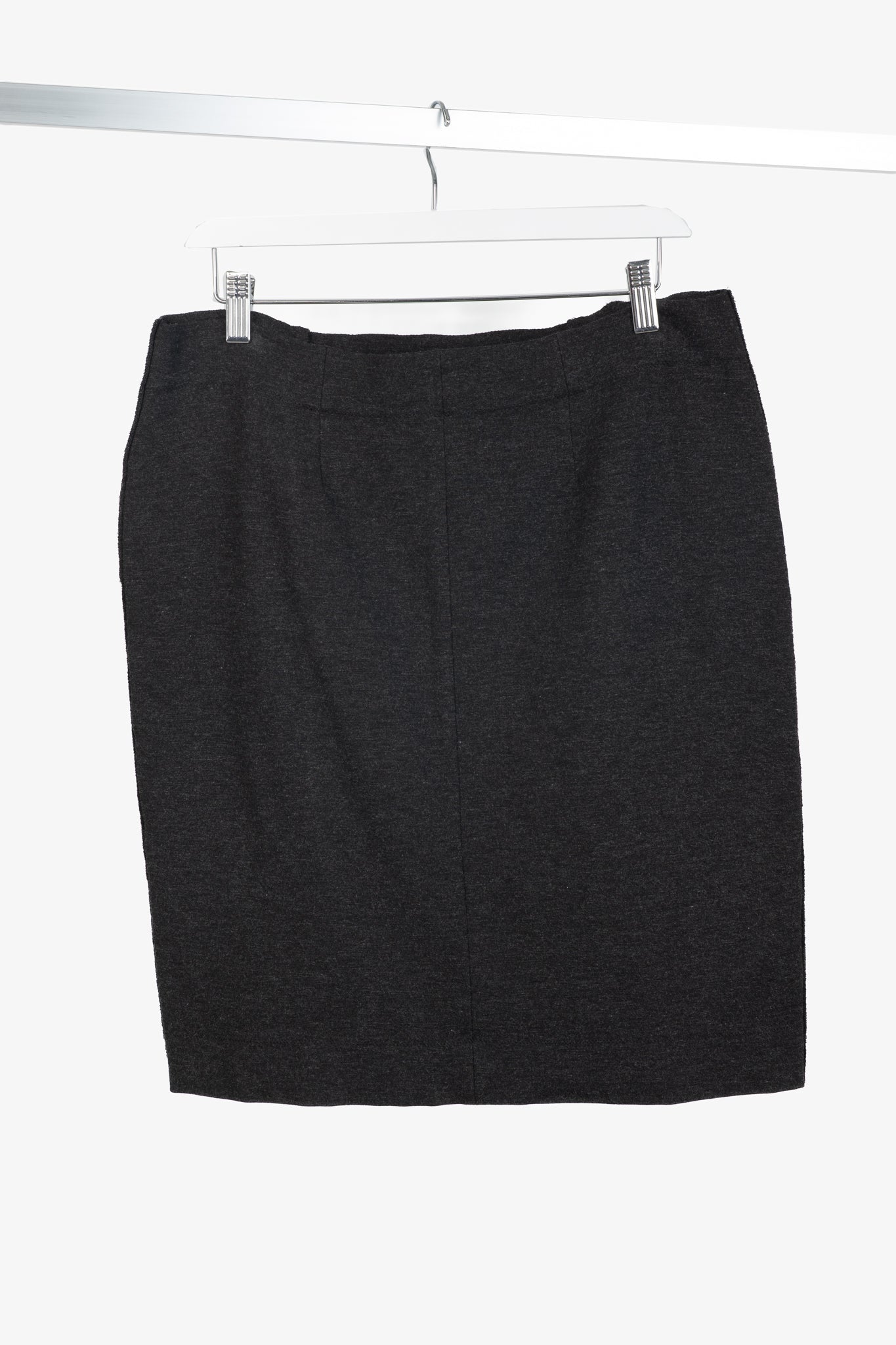 Marie Saint Pierre Charcoal Ponte Raw-Seam Pencil Skirt