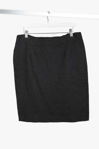 Marie Saint Pierre Charcoal Ponte Raw-Seam Pencil Skirt