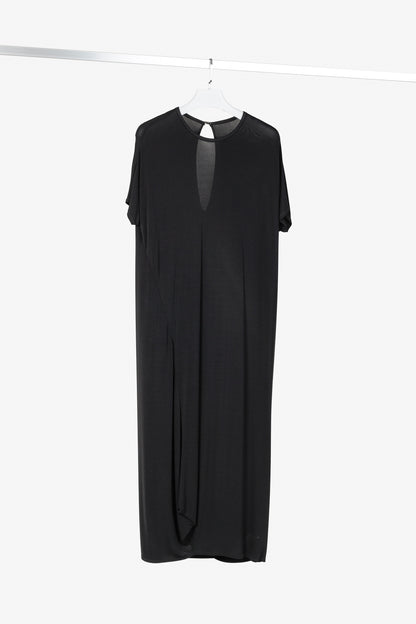 Marie Saint Pierre Black Crepe Bubble-Hem Maxi Dress