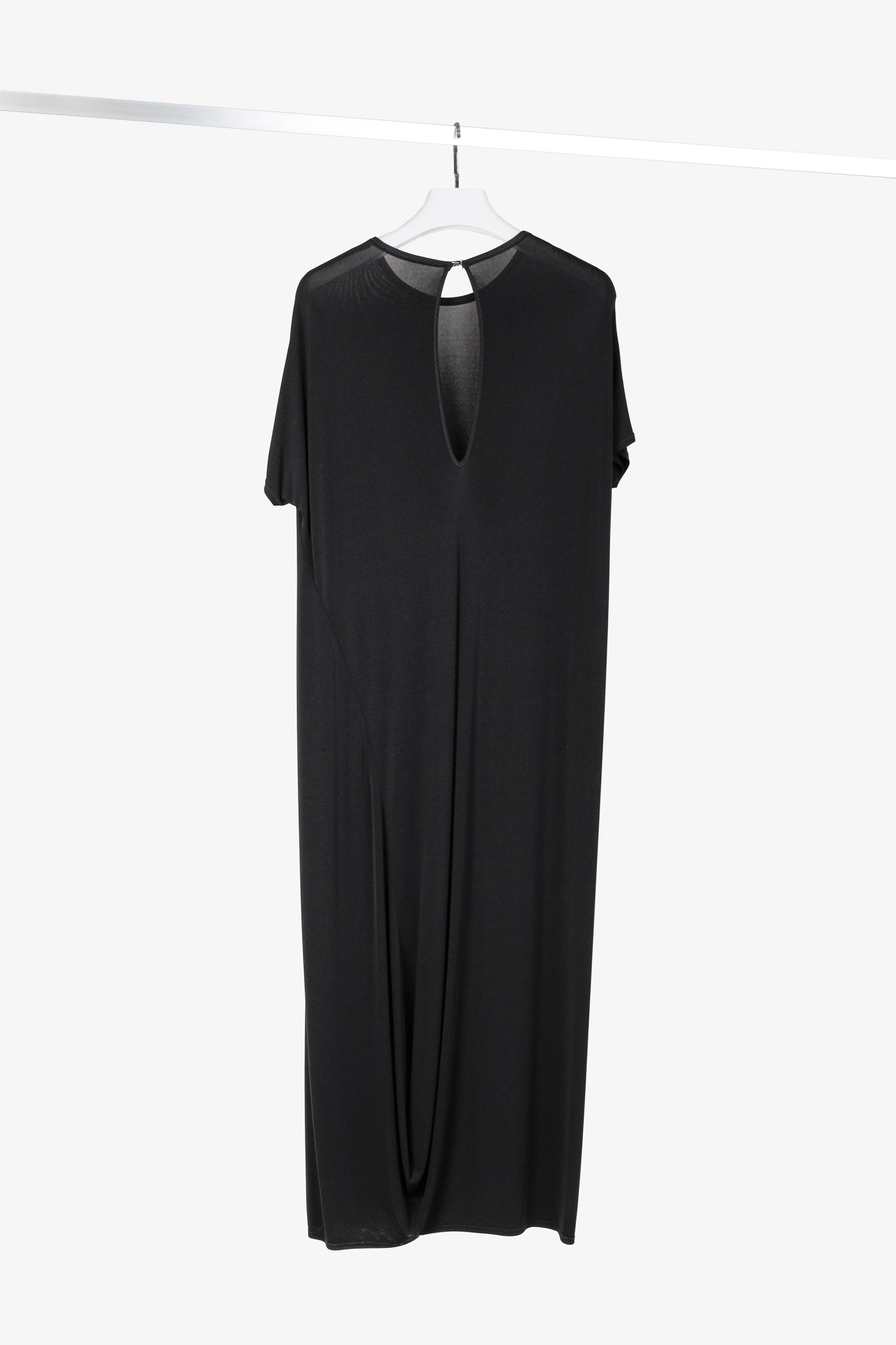 Marie Saint Pierre Black Crepe Bubble-Hem Maxi Dress