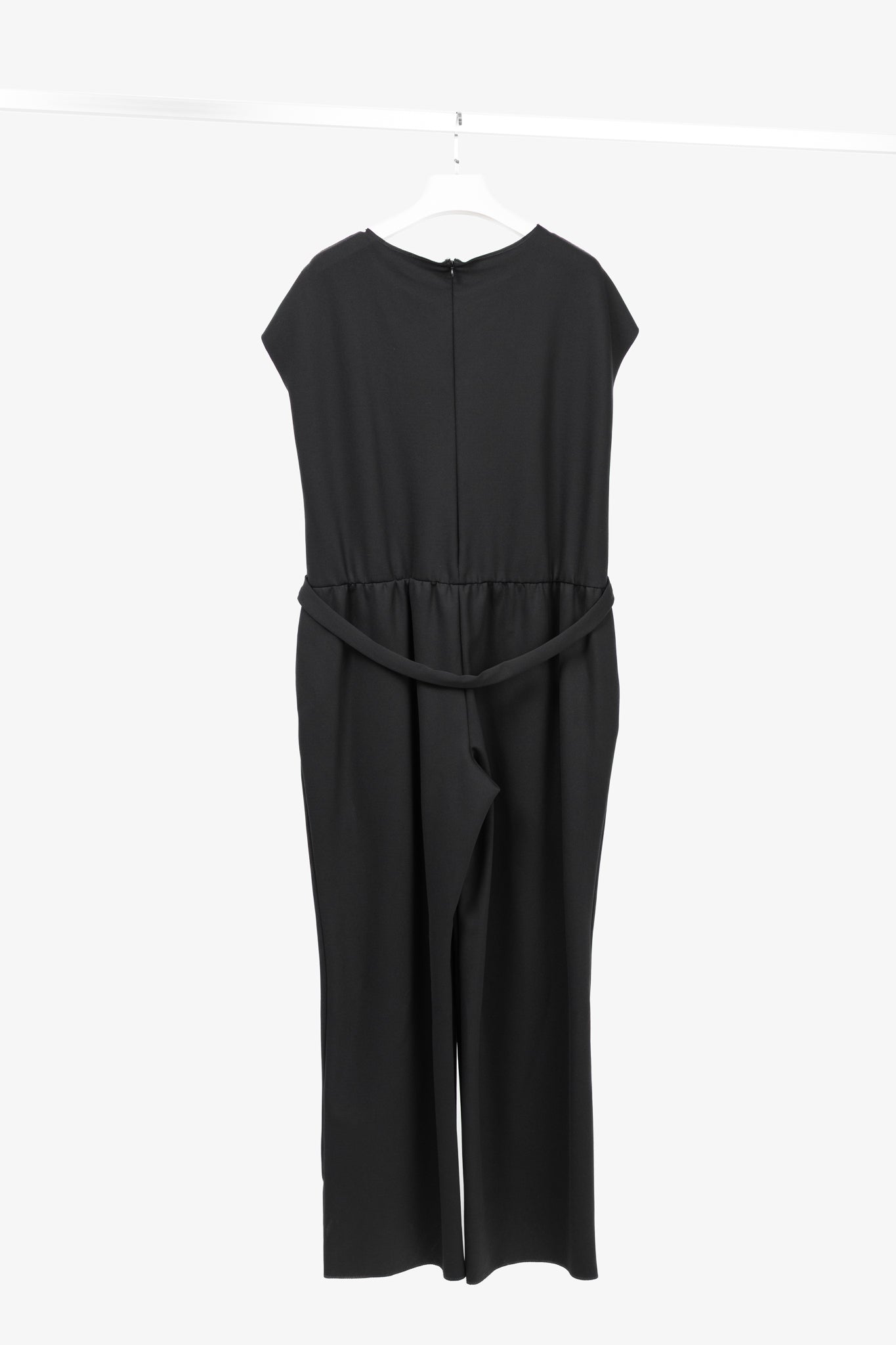 Marie Saint Pierre Black Neoprene Mesh-Trim Jumpsuit