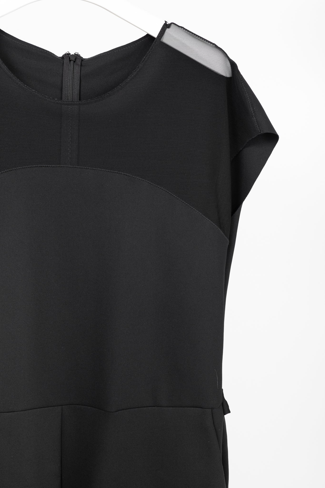 Marie Saint Pierre Black Neoprene Mesh-Trim Jumpsuit