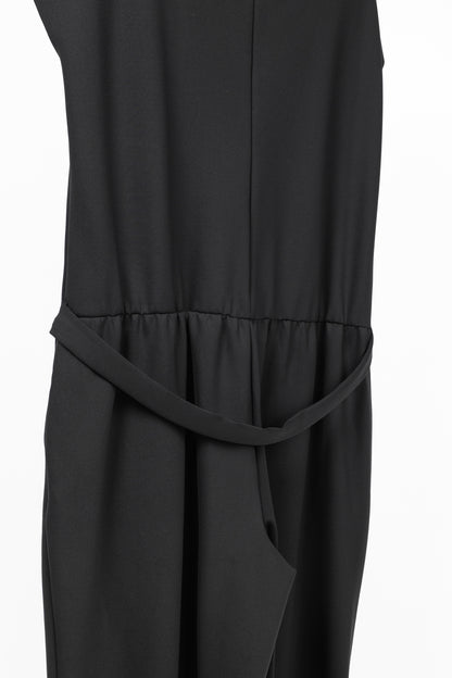 Marie Saint Pierre Black Neoprene Mesh-Trim Jumpsuit