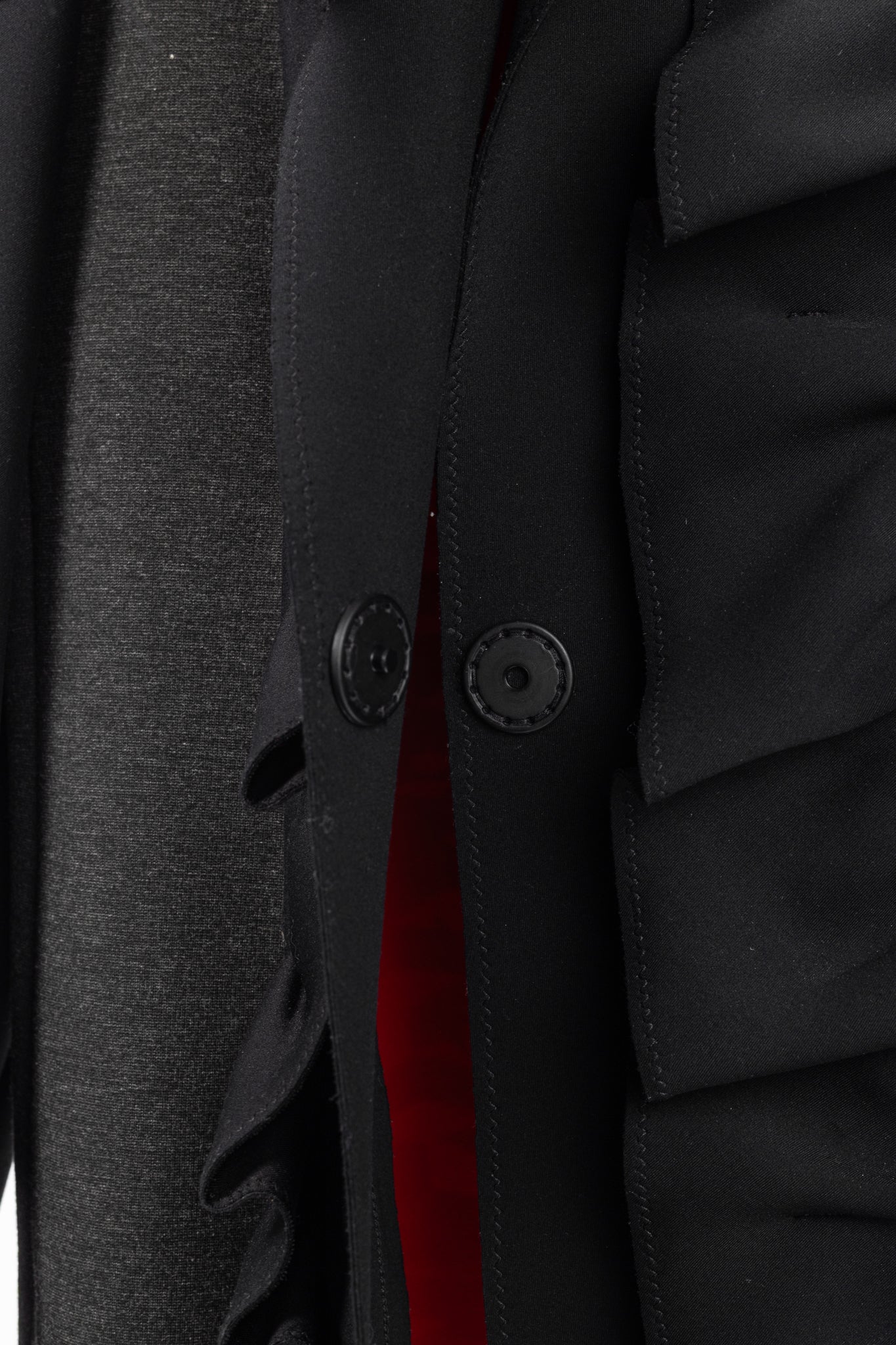 Marie Saint Pierre Black Neoprene & Ponte Ruffle Patchwork Blazer