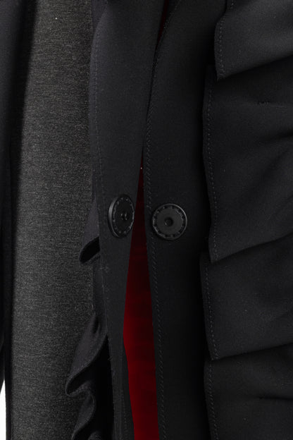 Marie Saint Pierre Black Neoprene & Ponte Ruffle Patchwork Blazer